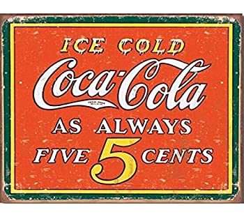 【中古】【輸入品・未使用】ブリキ看板 コカコーラ Coke Always Five Cents