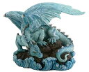 【中古】【輸入品・未使用】Blue Water Dragon on Rock Fantasy Figure Decoration by Summit