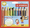 【中古】【輸入品・未使用】STABILO 色鉛筆 ウッディー3in1 10色 880-10