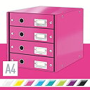 【中古】【輸入品・未使用】(Pink 4 Drawer) - Leitz Wow Click and Store 4 Drawer Cabinet - Meta...