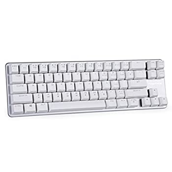 【中古】Qisan ゲームメカニカル式キーボード 68キー OUTEMU青軸 白いキーのキャップと銀色プレート