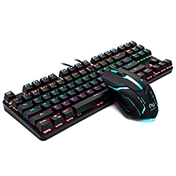 【中古】CHONCHOW コンパクトメカニカルゲームキーボードとマウス、RGB LEDレインボーTklバックライト付き60%ゲーミングキーボードマウス ブルースイッチ