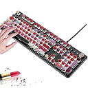 【中古】口紅 メカニカル ゲーム キーボード タイプライタースタイル レトロ キーボード ホワイト LED バックライト 104キー アンチゴースト ブルー ス...