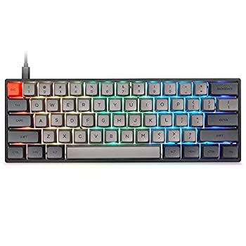 【中古】YUNZII SK61 ブラック 有線 60% キー NKRO Gateron 光学スイッチ RGB バックライト プログラム可能 メカニカルゲームキーボード (ガテロンブルー