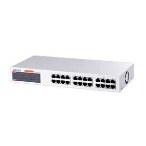 【中古】BUFFALO 10/100/1000MスイッチングHub 電源内蔵 10/100/1000M×24ポート LSW-GT-24NSRR