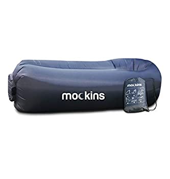 【中古】Mockins ネイビー 空気注入式 ラウンジャー エアソファービーチチェア キャンプチェア ポータブルハンモックに最適 トラベルバッグポーチとポケ