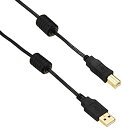 【中古】エレコム USBケーブル 【B】 USB2.0 (USB A オス to USB B オス) フェライトコア付 2m ブラック U2C-BF20BK