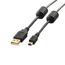 【中古】エレコム USBケーブル 【miniB】 USB2.0 (USB A オス to miniB オス) フェライトコア付 2m ブラック U2C-MF20...