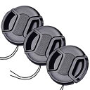 【中古】82mm レンズキャップ 3個セット インナー式ワンタッチレンズキャップ 82mm 脱落防止フック付き レンズプロテクトキャップ (82mm)