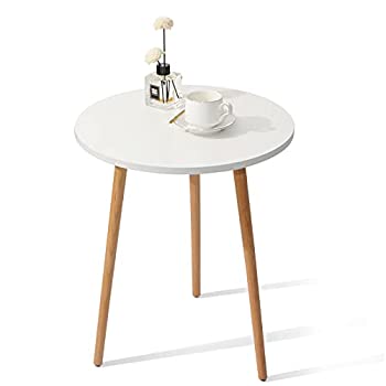 【中古】Haton Side Table Round White Modern Home Decor Coffee Tea End Table for Living Room Bedroom and Balcony Easy Assembly (16.5 × 20.5 inc