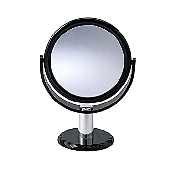 【中古】10倍拡大鏡付きの2面ミラー 卓上 スタンドミラー 化粧鏡 メイク 360度回転