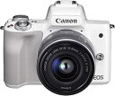 【中古】Canon ミラーレス一眼カメラ EOS Kiss M 標準ズームキット ホワイト EOSKISSMWH-1545ISSTMLK