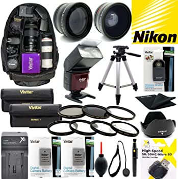 【中古】Nikon COOLPIX P1000 プレミアムアクセサリーキット レンズフラッシュ三脚フィルター 広角77mm バックパック プロフェッショナルHD 8K 4K