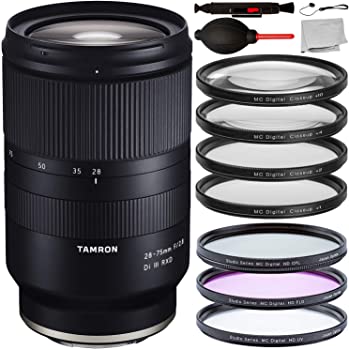 【中古】Tamron 28-75mm f/2.8 Di III RXD レンズ Sony E (A036)用 エッセンシャルアクセサリーバンドル付き - マルチコーティングHDフィルターセット3点