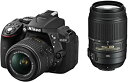 【中古】Nikon デジタル一眼レフカメラ D5300 ダブルズームキット ブラック 2400万画素 3.2型液晶 D5300WZBK