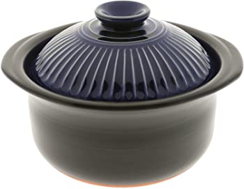 【中古】Kotobuki 190-808 Earthenware Rice Cooker with Matte and Cobalt Blue Spoke, Black by Kotobuki