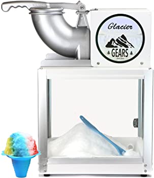 yÁzGlacier Gears Professional 1/3 HP motor Snow Cone Machine Sno Cone Maker + Scoop and ice scoop with tempered glass and steel constructi