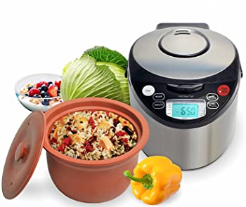 yÁzVitaClay VM7900-6 Smart Organic Multi-Cooker- A Rice Cooker, Slow Cooker, Digital Steamer plus bonus Yogurt Maker, 6 Cup/3.2-Quart by V