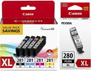 【中古】Canon CLI-281 XL BKCMY 4色インクタンク バリューパック (2037C005) とCanon PGI-280 XL顔料ブラックイン...