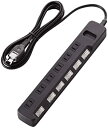 【中古】エレコム 電源タップ 雷ガード 個別スイッチ スイングプラグ 6個口 2.5m ブラック T-K5A-2625BK