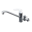 【中古】【未使用】KVK 流し台用シングルレバー式混合水栓(水側360°回転分岐孔付) とめるゾウ付 KM5041CTU