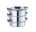 【中古】【未使用】神子島製作所 桃印 丸型蒸器 29cm3段 18-0ステンレス 日本 AMS72293