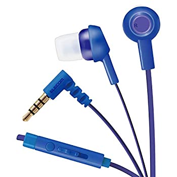 【中古】【未使用】エレコム ステレオイヤホン マイク付 からまりを防ぐフラットケーブル 1.2m(Y型) iPhone/スマホ対応 3.5φ4極 ブルー EHP-CS3520MBU