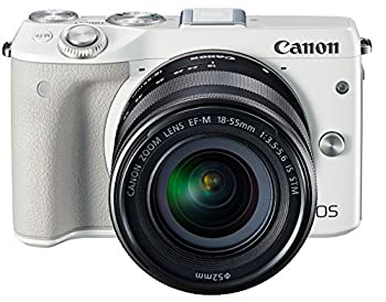 【中古】【未使用】Canon ミラーレス一眼カメラ EOS M3 レンズキット(ホワイト) EF-M18-55mm F3.5-5.6 IS STM 付属 EOSM3WH-1855ISSTMLK