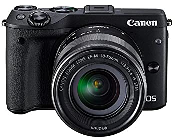 【中古】【未使用】Canon ミラーレス一眼カメラ EOS M3 レンズキット(ブラック) EF-M18-55mm F3.5-5.6 IS STM 付属 EOSM3BK-1855ISSTMLK