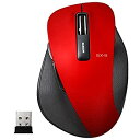 【中古】【未使用】エレコム マウス ワイヤレス (レシーバー付属) Mサイズ 5ボタン (戻る・進むボタン搭載) BlueLED 握りの極み レッド M-XGM...