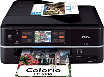 【中古】EPSON MultiPhoto Colorio 有線・無線LAN標準搭載 タッチパネル液晶 フォト複合機 6色染料インク EP-901A