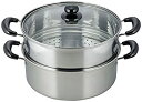 【中古】【未使用】和平フレイズ 二段蒸し器 ヴェンセ 26cm ガラス蓋付 IH対応 ステンレス VR-8182|詳細画像