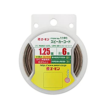 【中古】【未使用】エーモン スピーカーコード 1.25sq 6m OFC99.97%以上 透明/白ライン 1191