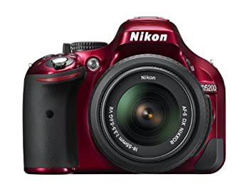 【中古】Nikon デジタル一眼レフカメラ D5200 レンズキット AF-S DX NIKKOR 18-55mm f/3.5-5.6G VR付属 レッド D5200LKRD