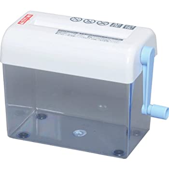 【中古】アイリスオーヤマ ハンドシュレッダー 家庭用 卓上 ストレートカット ダストボックス1.5L コンパクト H62ST ブルー