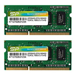 【中古】【未使用】シリコンパワー ノートPC用メモリ 1.35V (低電圧) DDR3L 1600 PC3L-12800 4GB×2枚?204Pin Mac 対応 SP008GLSTU160N22