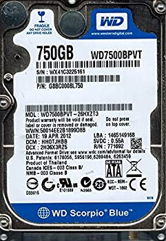 【中古】【未使用】Western Digital WD7500BPVT-26HXZT3 750GB DCM:HHOTJHBB