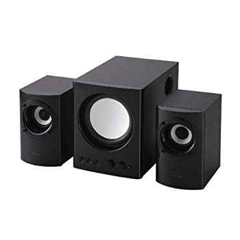 【中古】エレコム スピーカー PC TV 25W 木製 2.1ch ブラック MS-131BK(2)