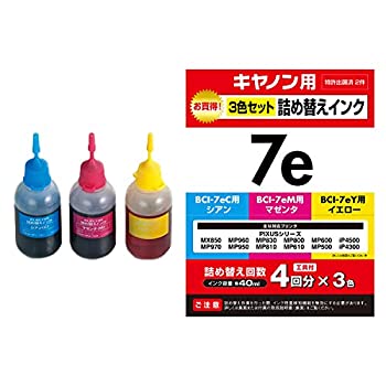 【中古】エレコム 詰め替えインク キャノン BCI-7e対応 3色セット 4回分 THC-7CSET4N