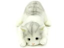 【中古】日本製 リアルな猫のぬいぐるみ 58cm トラグレーL目明き