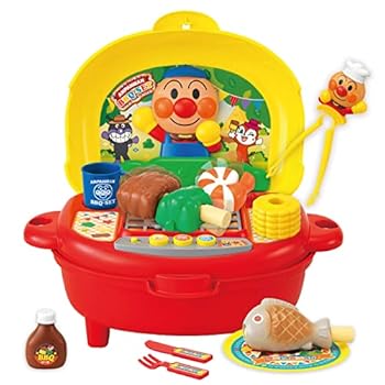 【中古】ジョイパレットJOYPALETTE アンパンマン お肉 お魚 お野菜も パチパチはねる大きなBBQコンロセット