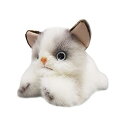 【中古】グレイスフル ネコ 日本製 寝そべりCAT ラグドール ぬいぐるみ 全長22cm(3)