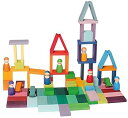 【中古】グリムGRIMM'S 玩具 おもちゃ 知育玩具 木製 積み木 見立て遊び ボード 58色カラー カラーチャートブロック(3)