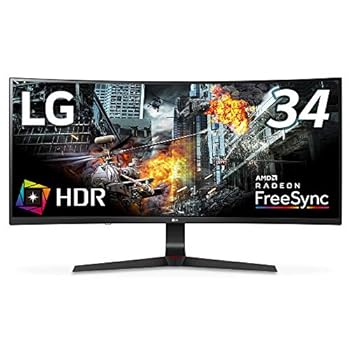 【中古】LG ゲーミング モニター UltraGear 34GL750-B 34インチ/FHD Ultra Wide 1080p/21:9 曲面 ウルトラワイド/IPS/144Hz/G-SYNC Compatible/HDR/DP×1