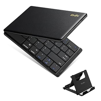 【中古】Ewin 新型 Bluetooth キーボード 折りたたみ式 ワイヤレス キーボード 157g 超軽量 薄型 無線 レザーカバー ワイヤレスIOS/Android/Windows に対