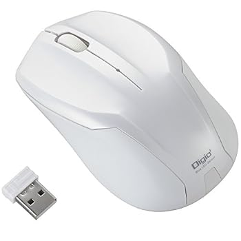 【中古】Digio2 マウス 無線 静音 3ボタン BlueLED ホワイト 48311