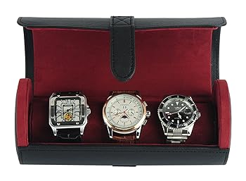 【中古】TIMELYBUYS デラックス ブラック サフィアーノ 3 腕時計 バングル ブレスレット トラベルウォッチケースとジュエリーロール 【中古】TIMELYBUYS デラックス ブラック サフィアーノ 3 腕時計 バングル ブレスレット トラベルウォッチケースとジュエリーロール