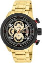 【中古】Invicta Men's 28151 Aviator Quartz Multifunction Black, Gold Dial Watch