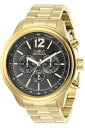 【中古】Invicta Men's Aviator Gold-Tone Steel Bracelet & Case Quartz Charcoal Dial Analog Watch 28900
