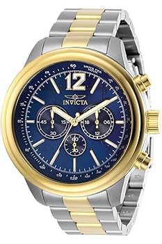 【中古】Invicta Men's Aviator Steel Bracelet & Case Quartz Blue Dial Analog Watch 28897